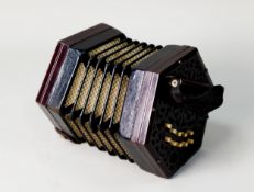 LACHENAL, LATE NINETEENTH CENTURY CONCERTINA OF TRADITIONAL HEXAGONAL FORM, with folaite scroll