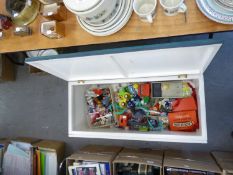 TOYS/BEDDING CHEST CONTAINING MISC CIRCA 1960's AND LATER TOYS AND GAMES, INCLUDING; AN ACTION MAN