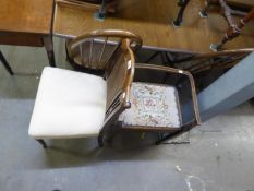 EDWARDIAN BOXWOOD LINE INLAID MAHOGANY SINGLE CHAIR, with caned back and flat fronted seat, coved in