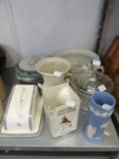 SIX ITEMS OF POTTERY VIZ; MYOTTS TUREEN AND COVER, CHEESE DISH AND COVER, JOHNNIE WALKER JUG