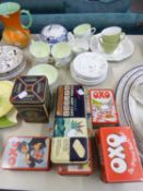 1950'S ROYAL STANDARD FERN PATTERN PART TEA SET, A LOSOL WARE SAUCE TUREEN ON STAND, AND SOME MID-