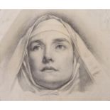 EDWARD RIDLEY (1883 - 1946) PENCIL DRAWING Head Portrait of a Nun Unsigned 9 3/3in x 11 3/4in (25