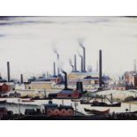 L.S. LOWRY (1887 - 1976) LIMITED EDITION COLOUR PRINT The River Bank Blind stamped and numbered in