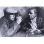 VINCENT KAMP (MODERN) CHARCOAL DRAWING ‘Let’s Do It Anyway’ (study) Signed, titled to gallery