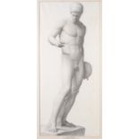 EDWARD RIDLEY (1883 - 1946) PENCIL DRAWING Classical male nude sculptural subject 26 1/2in x 12in (