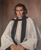HARRY RUTHERFORD (1903 - 1985) OIL PAINTING ON BOARD Portrait of Rev. John Elford when curate of