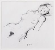 ALBERT B OGDEN (b. 1928) CONTE DRAWING Reclining Female Figure No 18 Signed with initials, titled on