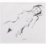 ALBERT B OGDEN (b. 1928) CONTE DRAWING Reclining Female Figure No 18 Signed with initials, titled on