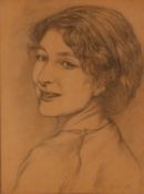 EDWARD RIDLEY (1883 - 1946) PENCIL DRAWING ON BUFF PAPER 'Study No 5', portrait of a young woman,