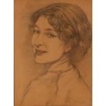EDWARD RIDLEY (1883 - 1946) PENCIL DRAWING ON BUFF PAPER 'Study No 5', portrait of a young woman,