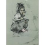 HAROLD RILEY (1934) ARTIST SIGNED LIMITED EDITION COLOUR PRINT 'Girl in Mother's Shoes' Numbered