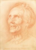 EDWARD RIDLEY (1883 - 1946) RED CHALK DRAWING Four Score & Twelve, a study of an old woman Signed,