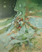 ALBERT B. OGDEN (b.1928) OIL ON CANVAS ‘River Bed and Fish’ Signed with initials lower left 28 ½”