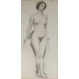 EDWARD RIDLEY (1883 - 1946) PENCIL DRAWING ON PAPER Life study, female nude Signed top right 21in