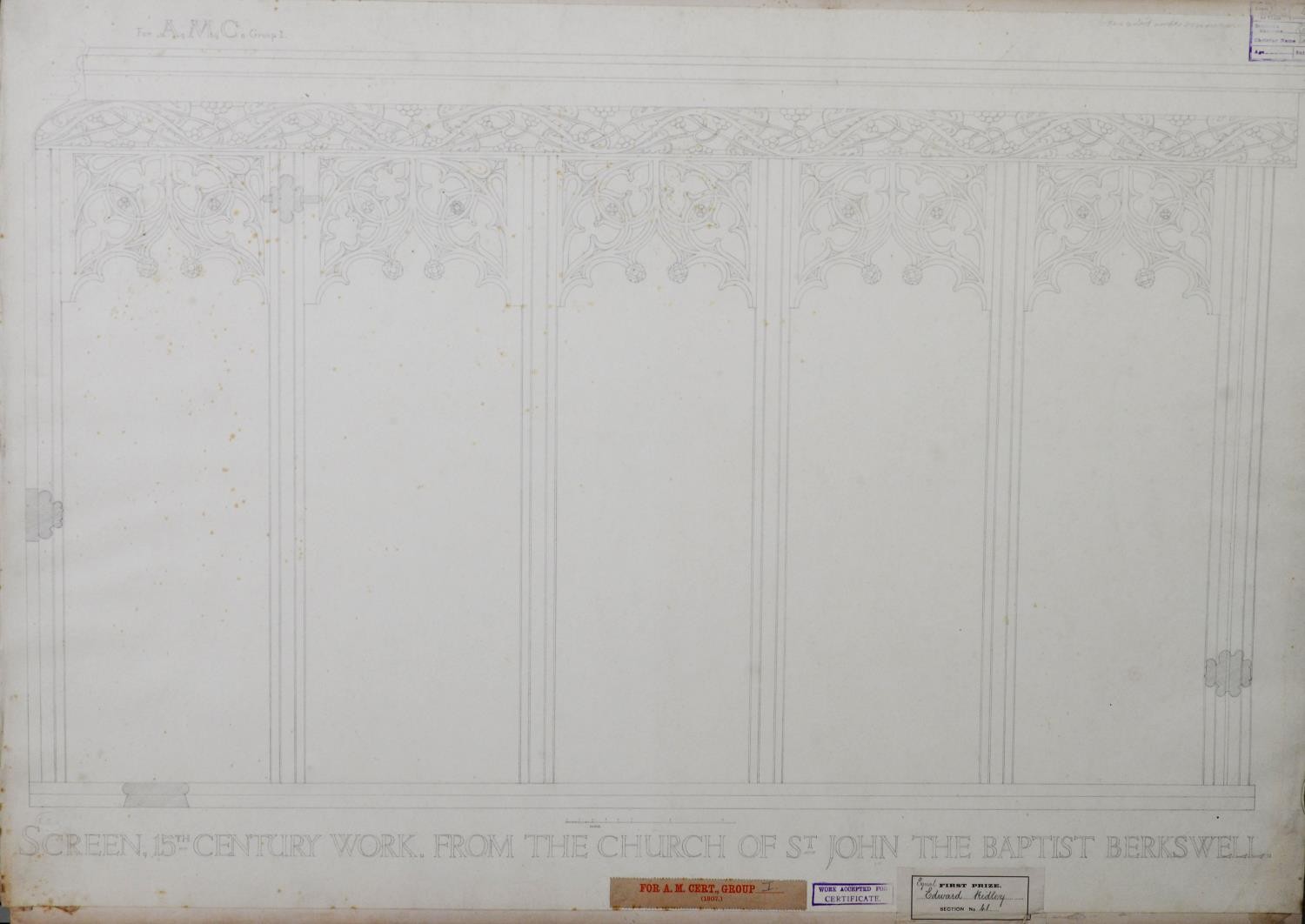 EDWARD RIDLEY (1883 - 1946) 5 PANELS OF PENCIL AND INK DRAWINGS accepted for A.M. Certificate - Image 5 of 5