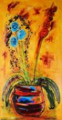 JOHN BOOTH (b.1942) MIXED MEDIA ON BOX CANVAS ‘Flowers’ Unsigned 50” x 26 ½” (27cm x 67.3cm)