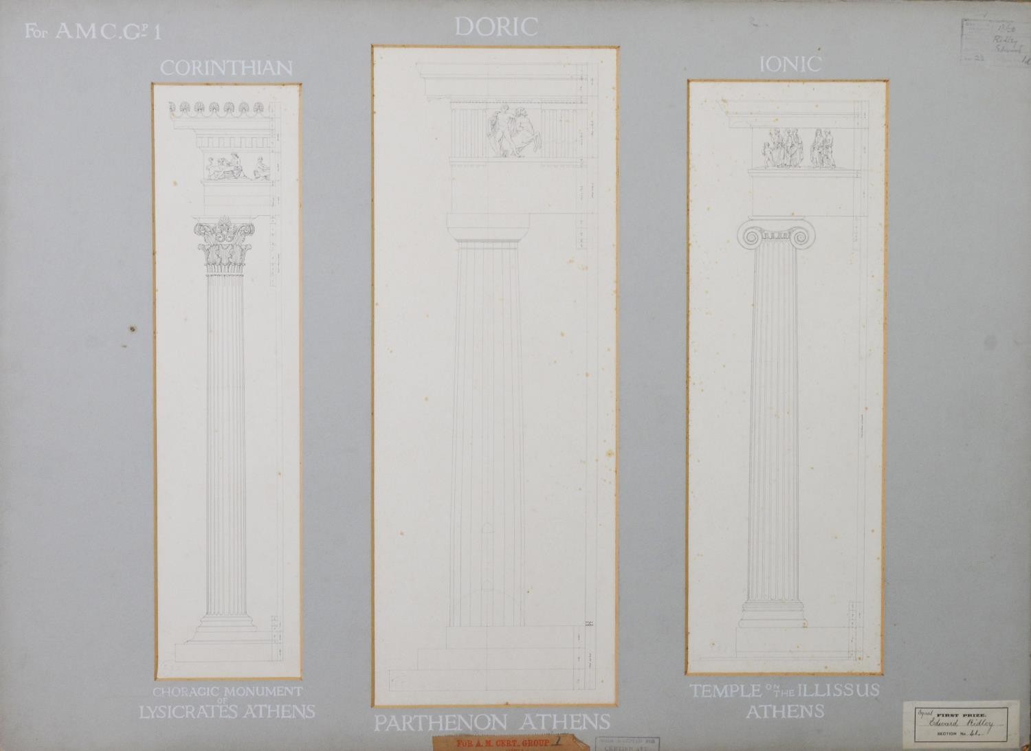 EDWARD RIDLEY (1883 - 1946) 5 PANELS OF PENCIL AND INK DRAWINGS accepted for A.M. Certificate - Image 4 of 5