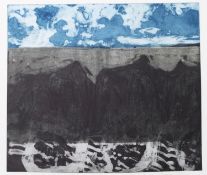 NORMAN JAQUES (1922-2014) TWO UNTITLED AQUATINT ETCHINGS Caves Pembrokeshire, signed 17” x 19 ½” (
