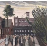 ROGER HAMPSON (1925 - 1996) OIL PAINTING ON BOARD Columbia Mill, Bolton Signed lower right and