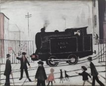 L.S. LOWRY (1887 - 1976) ARTIST SIGNED LIMITED EDITION COLOUR PRINT Level Crossing with Train An