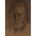EDWARD RIDLEY (1883 - 1946) PENCIL DRAWING ON BUFF PAPER Portrait of an elderly bearded man Signed