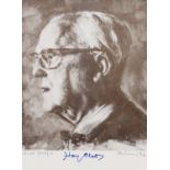 HAROLD RILEY (1934) ARTIST SIGNED LIMITED EDITION 2nd PROOF MONOCHROME PRINT Harry Platt, portrait