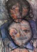 ARTHUR BERRY (1925-1994) MIXED MEDIA ON PAPER ‘Mother + Child’ Signed, titled and dated 1970 verso