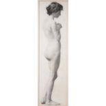 EDWARD RIDLEY (1883 - 1946) PENCIL DRAWING Life study, female nude 27 1/2in x 7in (69.5 x 18cm)