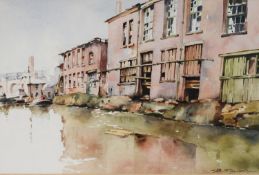 BERNARD McDONALD (b. 1944) WATERCOLOUR DRAWING Manchester Ship Canal Signed lower right 12 3/4in x