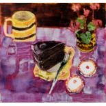 ANNE ASPINALL (b.1949) MIXED MEDIA ‘Chocolate Fudge & Cherry Bakewell I’ Signed and titled 11” x