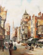 STEVEN SCHOLES OIL PAINTING ON CANVAS Eastgate, Chester Signed lower right 19 1/2in x 15 1/2in (49.5