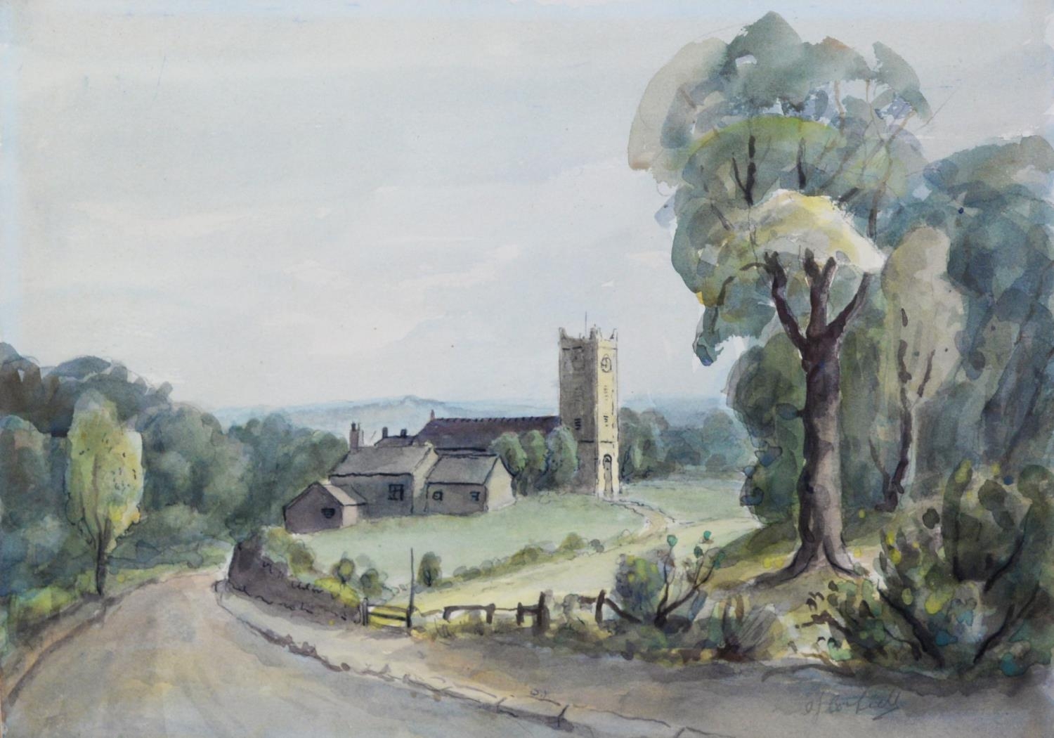 A. J. CORFIELD (TWENTIETH CENTURY) SIX WATERCOLOUR DRAWINGS Northern Industrial canalscape and rural - Image 8 of 9
