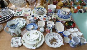 A SET OF FOUR ROYAL WORCESTER CHINA COFFEE CANS; AND A GOOD SELECTION OF POTTERY AND CHINA PLATES,