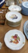 SIXTEEN SCHUMANN, BAVARIAN, PORCELAIN DESSERT PLATES, PRINTED WITH VARIOUS GROUPS OF FRUIT, GILT