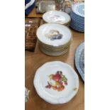 SIXTEEN SCHUMANN, BAVARIAN, PORCELAIN DESSERT PLATES, PRINTED WITH VARIOUS GROUPS OF FRUIT, GILT