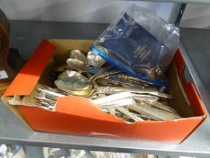 A SELECTION OF COMMUNITY PLATED CUTLERY AND SOME DECIMAL COINS