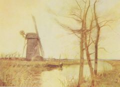 TATTON WINTER PAIR OF ARTIST SIGNED COLOUR PRINTS ‘The Mill by the River’ ‘Feeding the Flock 5 ½”