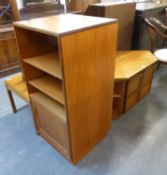 G-PLAN TEA HI-FI CABINET HAVING CUPBOARD DOOR AND OPEN SHELVING AND A NATHAN TEAK TV UNIT (2)