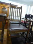 THREE MAHOGANY RAIL BACK CHAIRS, INCLUDING A CARVER’S ARMCHAIR (3)
