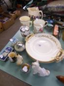 VICTORIAN CHINA FLORAL PAINTED CHRISTENING MUG; GEORGE VI CORONATION MUG; WEDGWOOD JASPER WARE