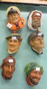 COLLECTION OF SIX BOSSON'S HEADS WALL PLAQUES, TO INCLUDE; CAPTAIN, MINER, JOCK, KURD AND TWO OTHERS