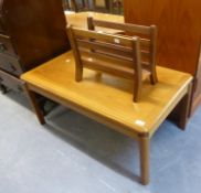 PARKER KNOLL TEAK OBLONG COFFEE TABLE AND A TEAK RETRO MAGAZINE RACK (2)