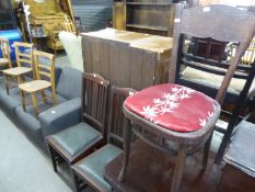A PAIR OF OAK RAIL BACK DINING CHAIRS AND A BENTWOOD CHAIR (3)