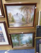 TWO MID TO LATE TWENTIETH CENTURY OIL ON CANVAS, LANDSCAPES, ONE SIGNED CAFIERI, THE OTHER