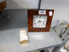 ADDISON & ROSS, LONDON, BATTERY MANTEL CLOCK WITH WALNUT SQUARE CASE, WITH EASEL SUPPORT; A GILT