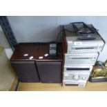 TECHNICS STACKING STEREO SYSTEM, IN 5 PARTS, VIZ AN AMPLIFIER, RECEIVER, MINI DISC DECK, STEREO