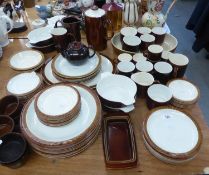 A QUANTITY OF POOLE OVEN-TO-TABLE WARES BROWN GLAZE POTTERY, BREAKFAST, DINNER, TEA AND COFFEE