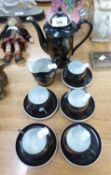 JAPANESE EGGSHELL LITHOPHANE PART COFFEE SET, COFFEE POT, MILK JUG, FIVE CUPS AND FIVE SAUCERS (12