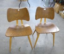 PAIR OF ERCOL BUTTERFLY CHAIRS, HAVING SHAPED BACK AND ON STICK LEGS, REG 888150, 75cm high x seat