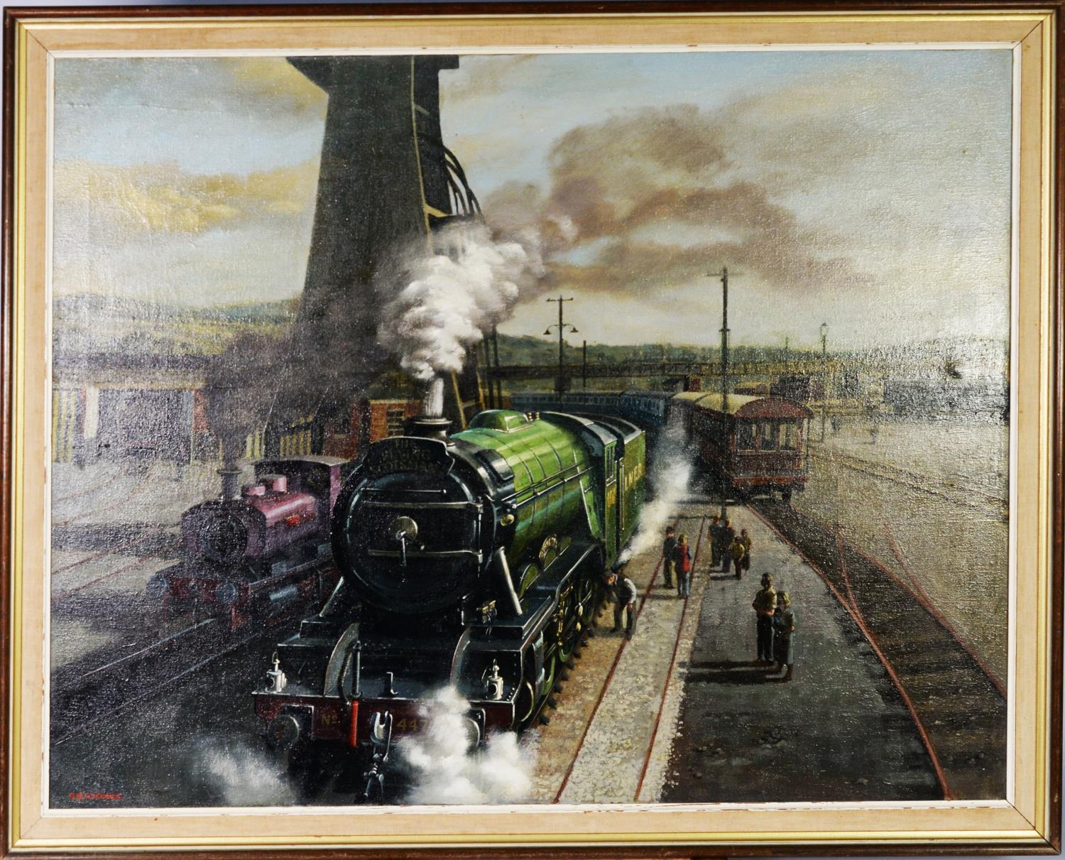 P H MARRINER (Twentieth Century) OIL PAINTING ON CANVAS The Flying Scotsman believed to be at - Image 2 of 2